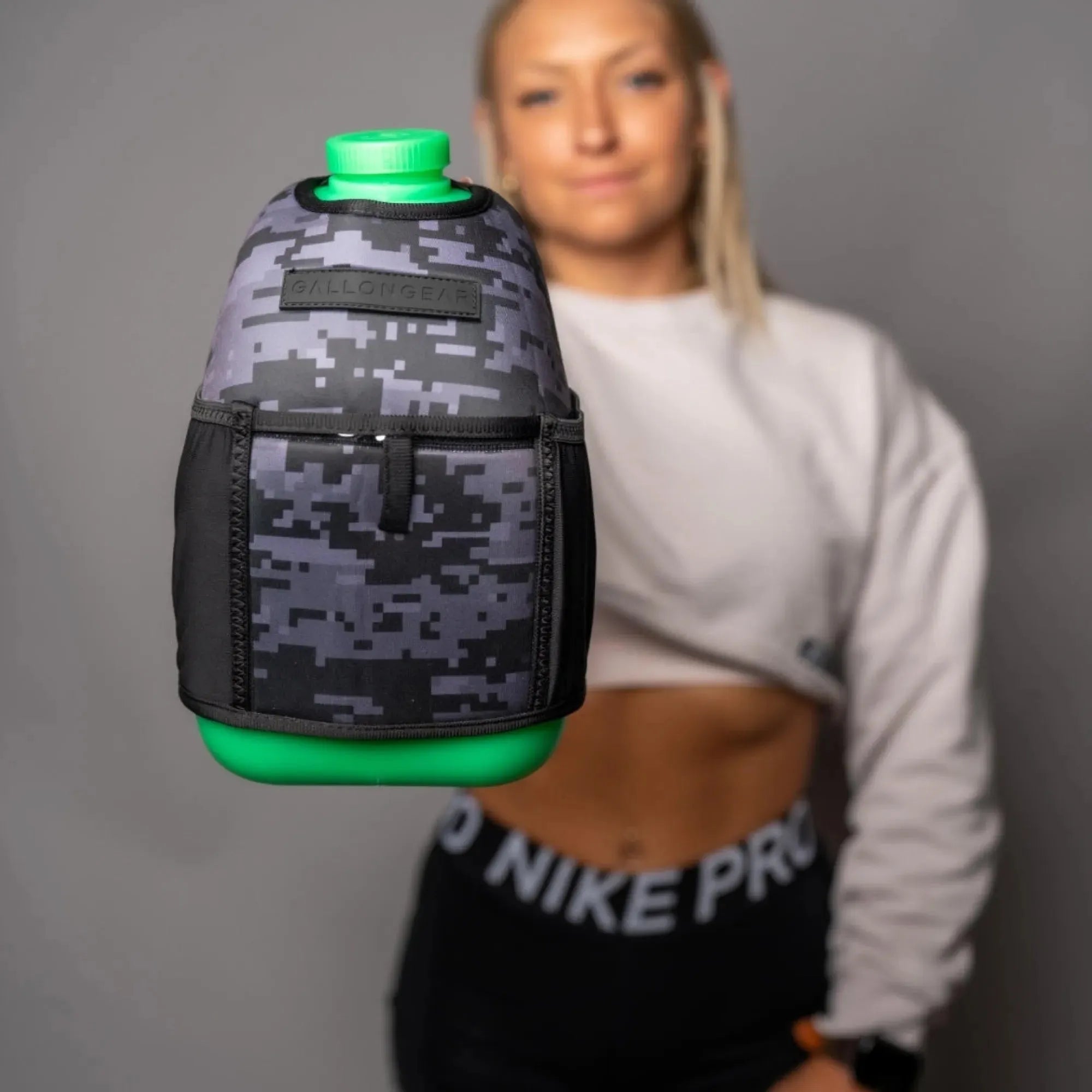 "2025" GALLON GEAR 1 GALLON BOOTY | GYM WATER BOTTLE SLEEVE (DIGITAL CAMO BLACK)