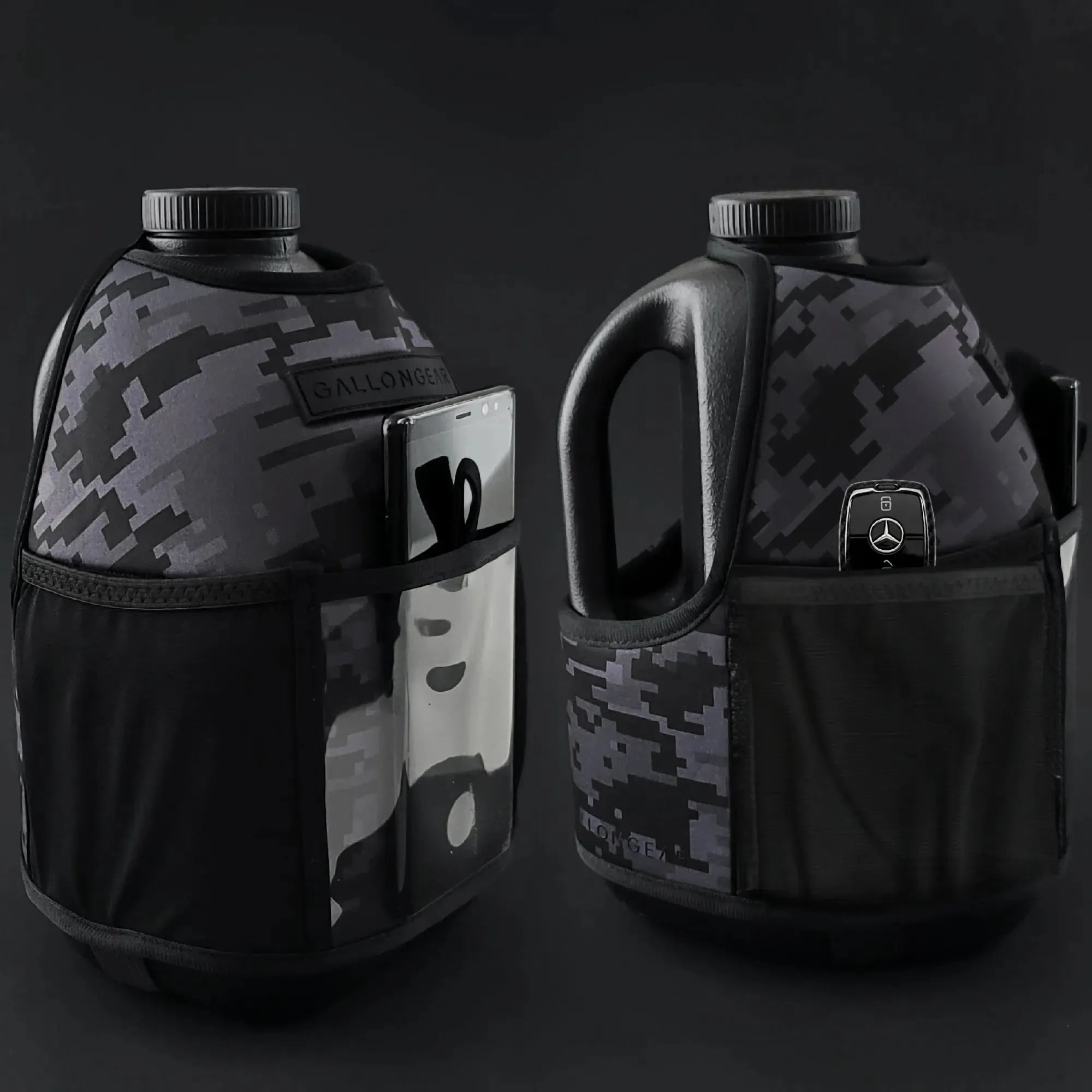 "2025" GALLON GEAR 1 GALLON BOOTY | GYM WATER BOTTLE SLEEVE (DIGITAL CAMO BLACK)