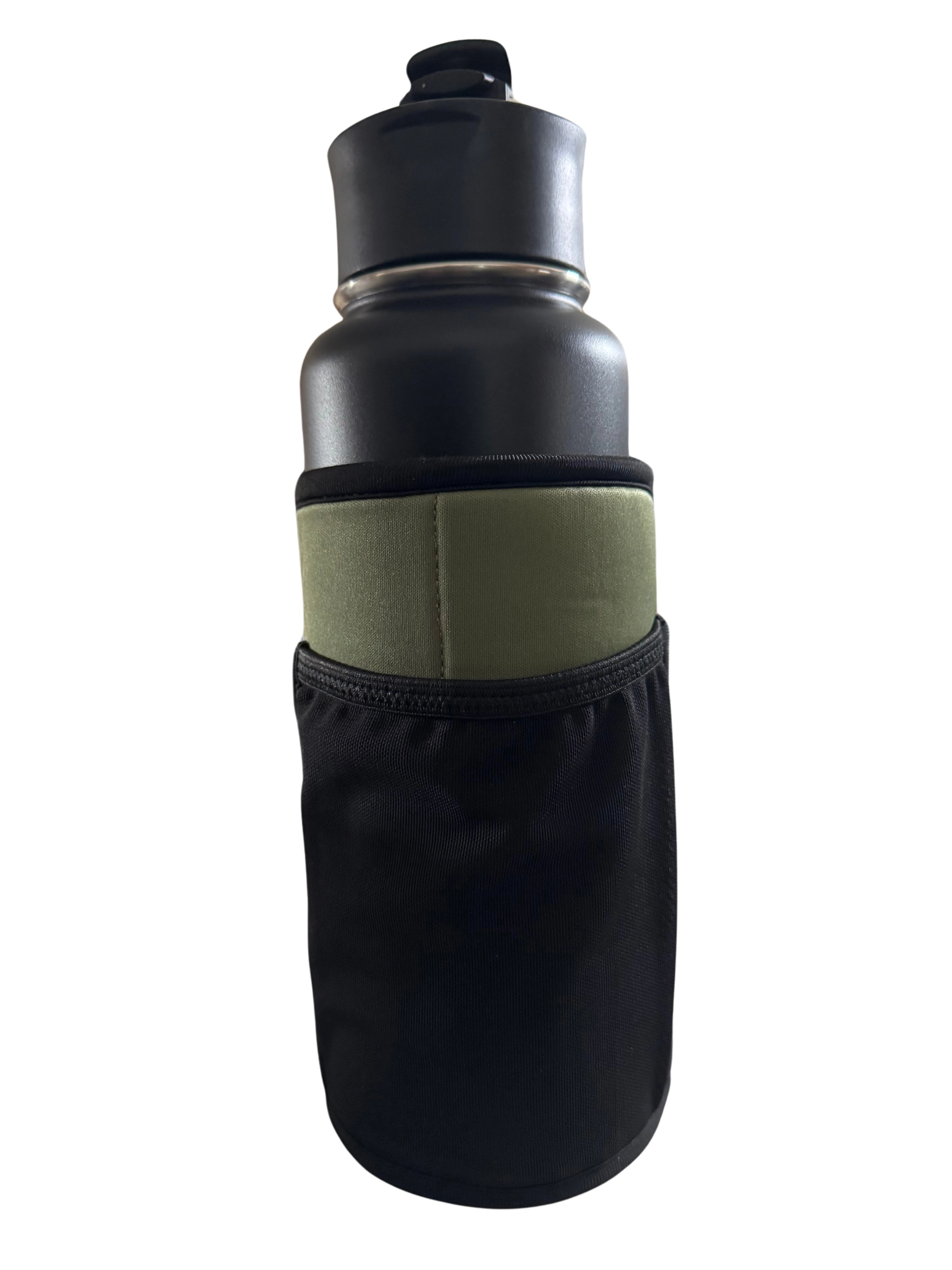 * IN STOCK * 2025 GALLON GEAR STAINLESS STEEL COMBO INSULATED WATER BOTTLE | WITH HANDLE SNAP TOP LID 40 OUNCE | GYM WATER BOTTLE WITH SLEEVE | NEOPRENE SLEEVE WITH CARRYING HANDLE (BLACK/OLIVE)