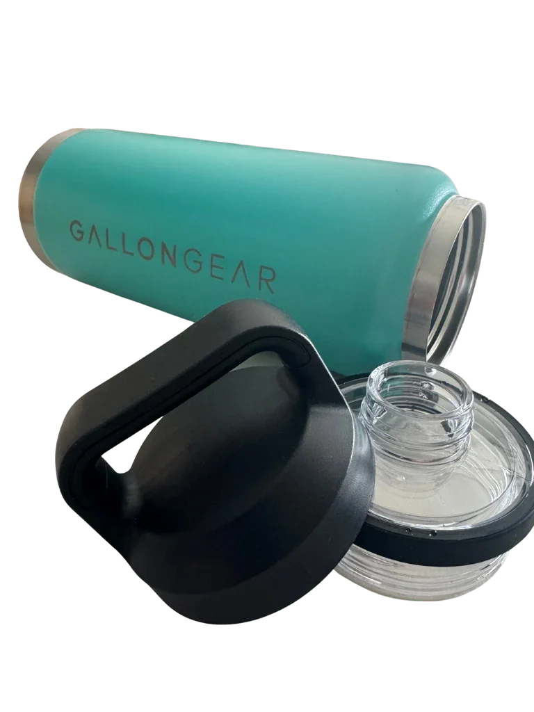 Water Bottle Stainless Steel with Chug Lid 36 Oz | Gallon Gear | Aqua | Hot/Cold