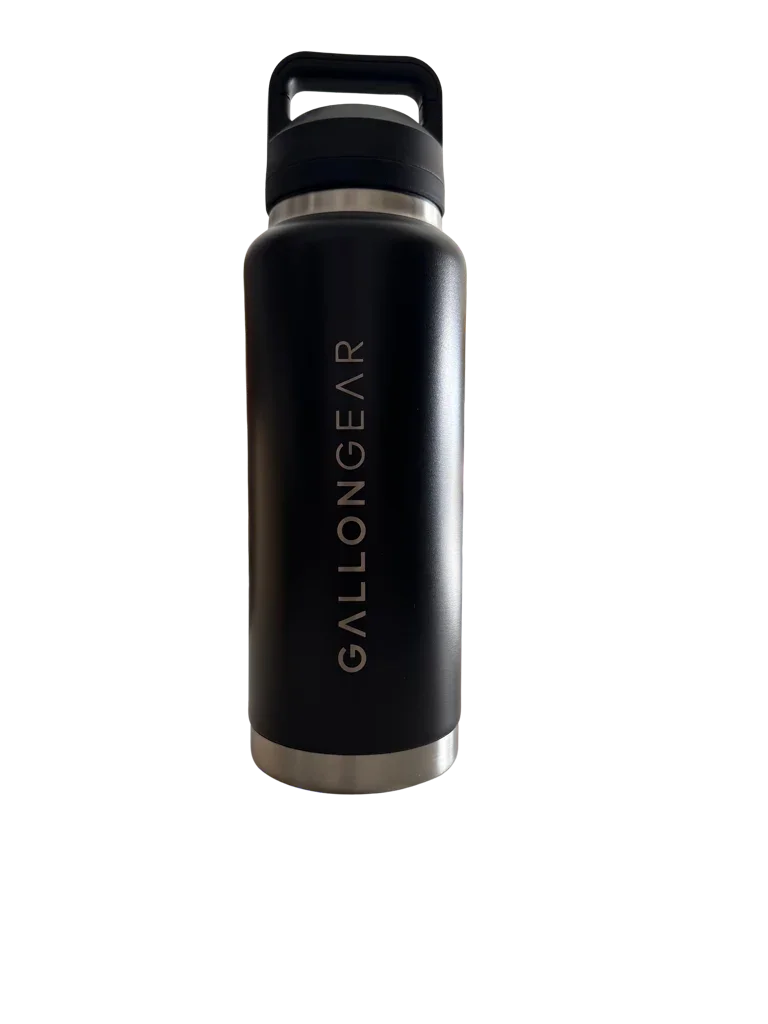 * NEW IN STOCK * 2026 GALLON GEAR STAINLESS STEEL SPORT BOTTLE | INSULATED WATER BOTTLE 36 OUNCE | KEEP COLD FOR 24 HOURS | HOT FOR 12 HOURS (BLACK)