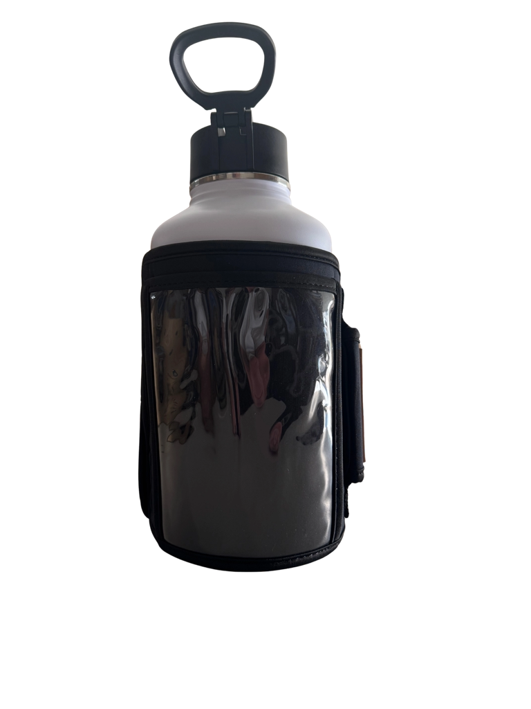 * IN STOCK * 2025 GALLON GEAR COMBO 64 OUNCE STAINLESS STEEL WHITE | GYM WATER BOTTLE WITH SLEEVE | NEOPRENE SLEEVE WITH CARRYING HANDLE (WHITE BOTTLE/BLACK/BROWN SLEEVE)