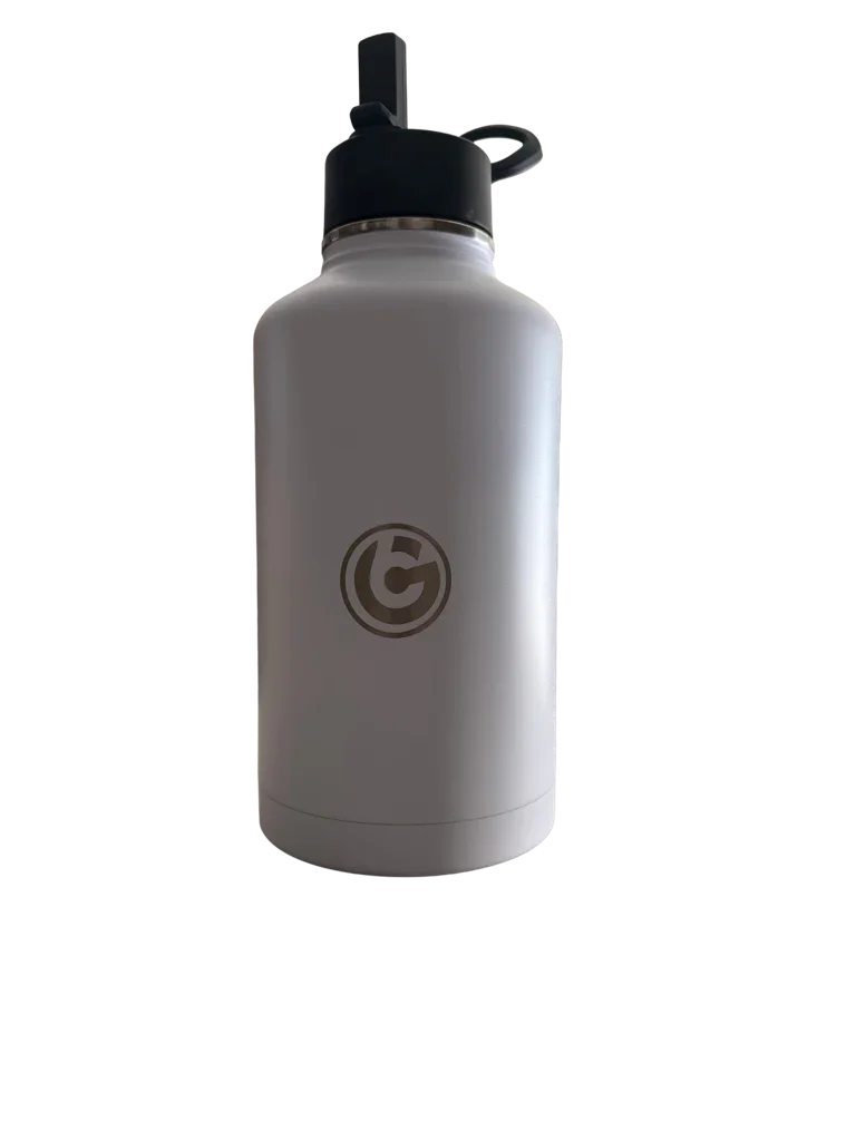 * IN STOCK * 2026 GALLON GEAR STAINLESS STEEL INSULATED WATER BOTTLE 64 OUNCE | KEEP COLD FOR 24 HOURS | HOT FOR 12 HOURS (WHITE)