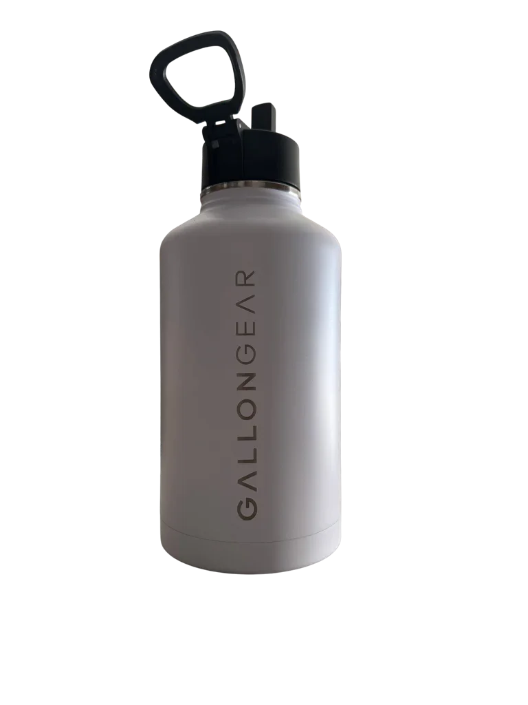 * IN STOCK * 2026 GALLON GEAR STAINLESS STEEL INSULATED WATER BOTTLE 64 OUNCE | KEEP COLD FOR 24 HOURS | HOT FOR 12 HOURS (WHITE)