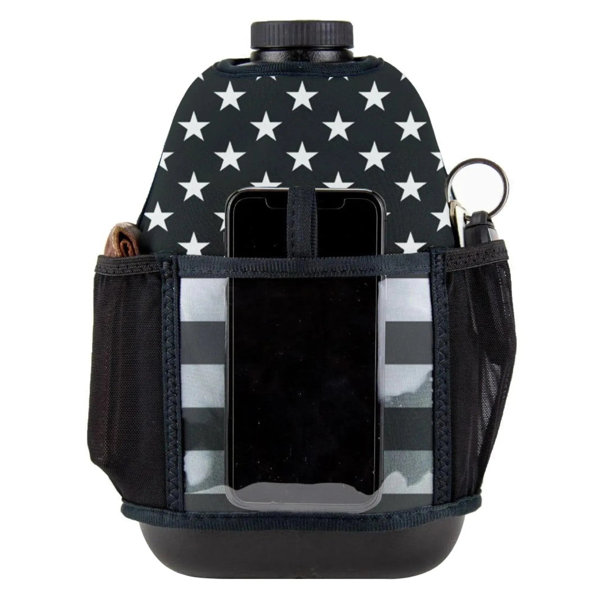 "2025" GALLON GEAR BOOTY 1 GALLON | GYM WATER BOTTLE SLEEVE (FLAG USA BLACK/GREY)