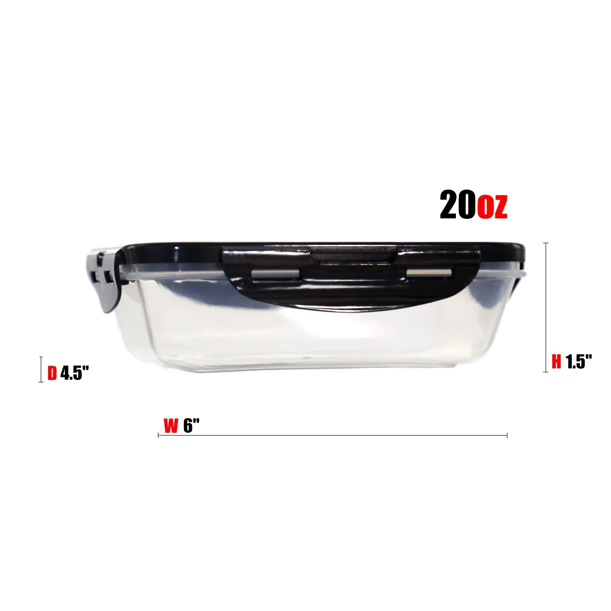 Sure Seal 20 oz. Meal Prep Containers (Set of 6) | Clear/Black - sixpackbags
