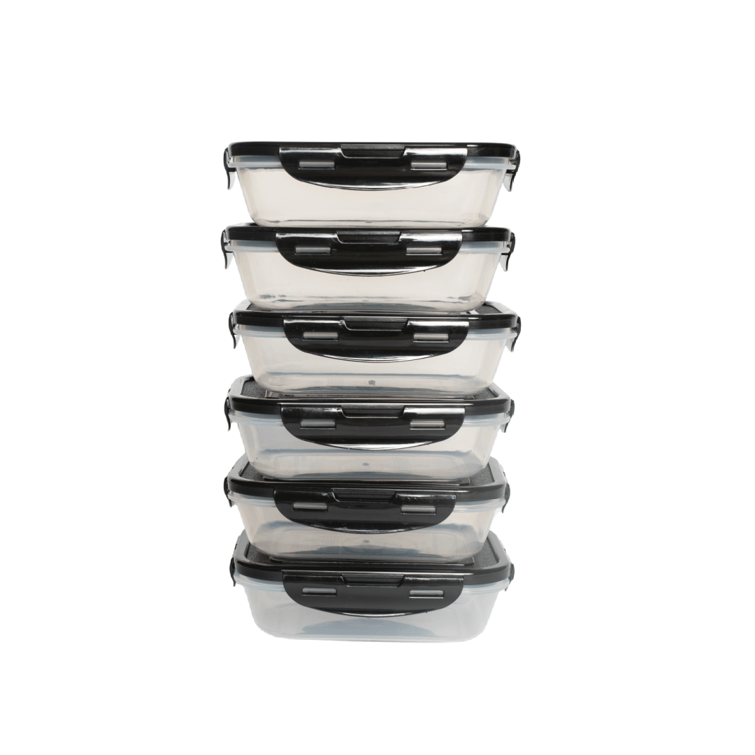 Sure Seal 20 oz. Meal Prep Containers (Set of 6) | Clear/Black - sixpackbags