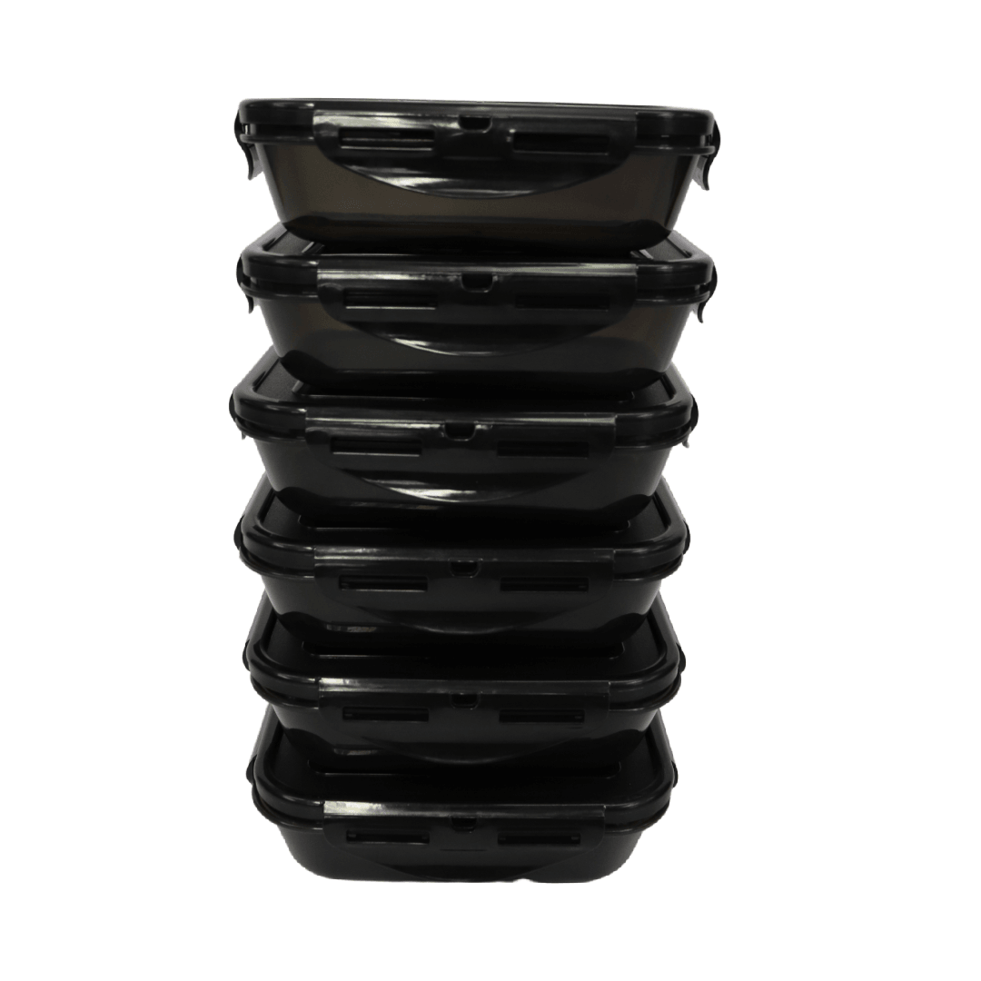 Sure Seal 20 oz. Meal Prep Containers (Set of 6) | Stealth Black - sixpackbags