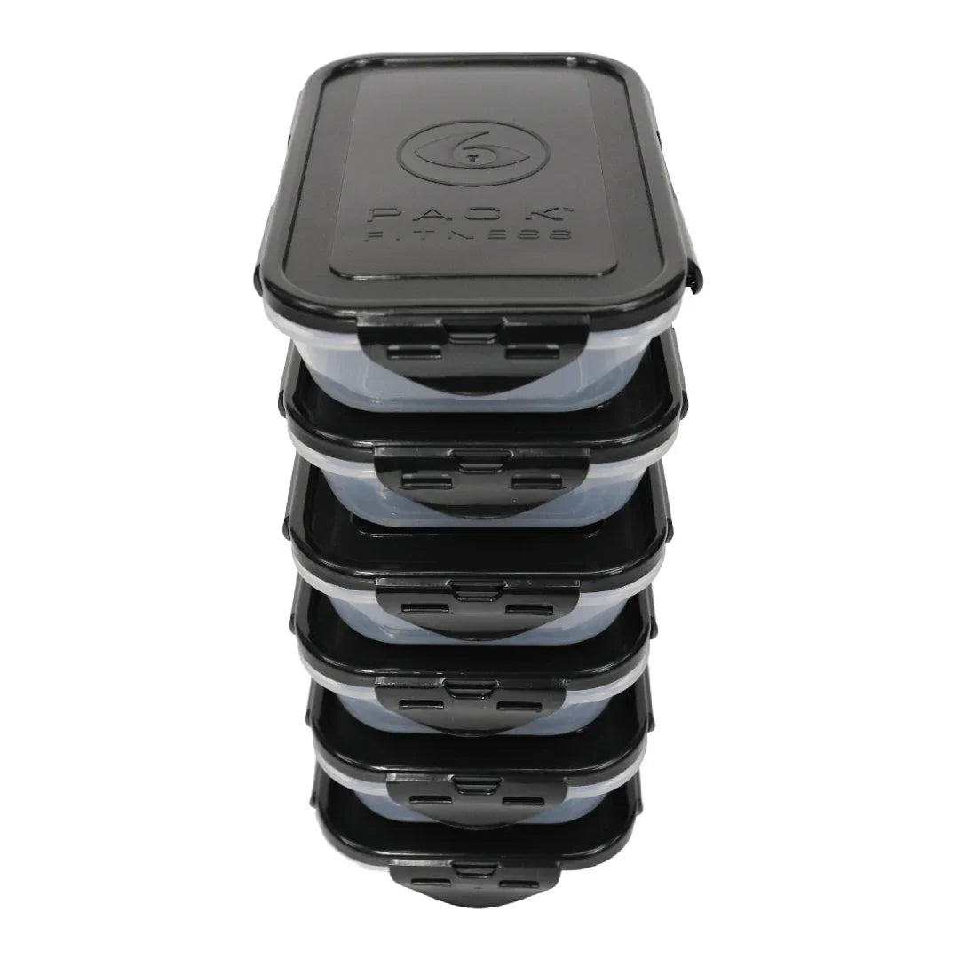 Sure Seal 24 oz. Meal Prep Containers (Set of 6) | Clear/Black - sixpackbags