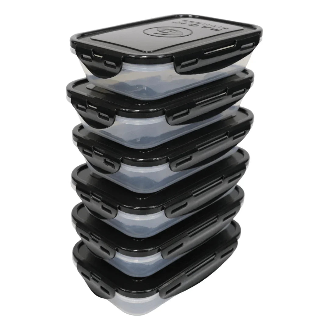 Sure Seal 24 oz. Meal Prep Containers (Set of 6) | Clear/Black - sixpackbags