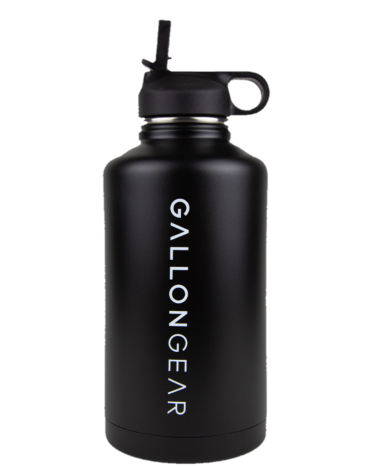 GALLON GEAR STAINLESS STEEL INSULATED WATER BOTTLE 40oz KEEP COLD FOR 24 HOURS | HOT FOR 12 HOURS (BLACK)