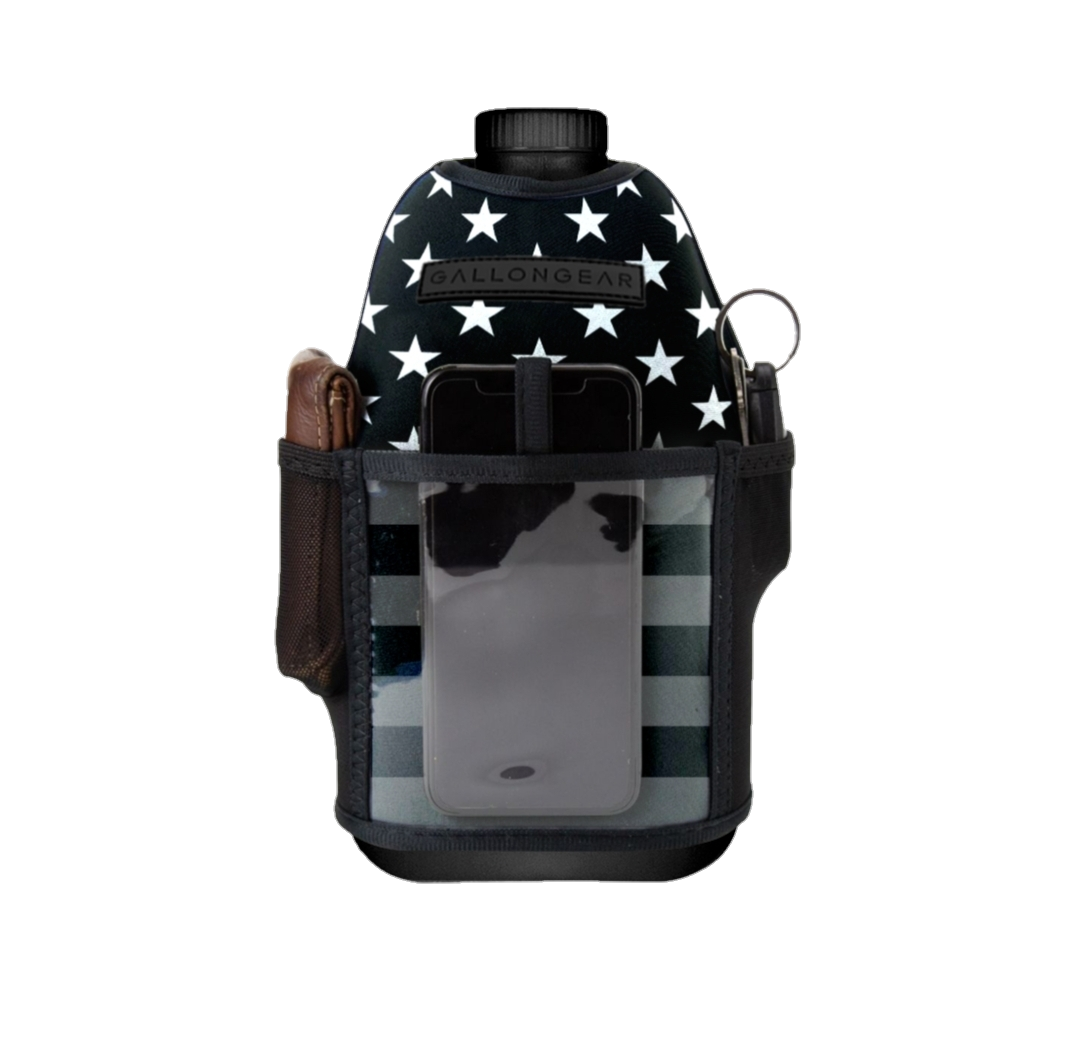 1/2 Black And Grey American Flag Black Bottle Combo