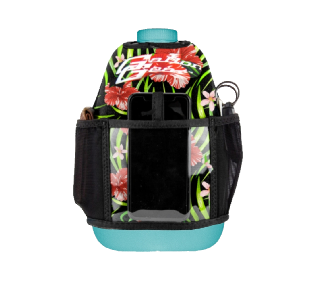 *PRE-ORDER AUGUST* GALLON GEAR COMBO 1 GALLON JUG | GYM WATER BOTTLE WITH SLEEVE (FLORAL BLACK)
