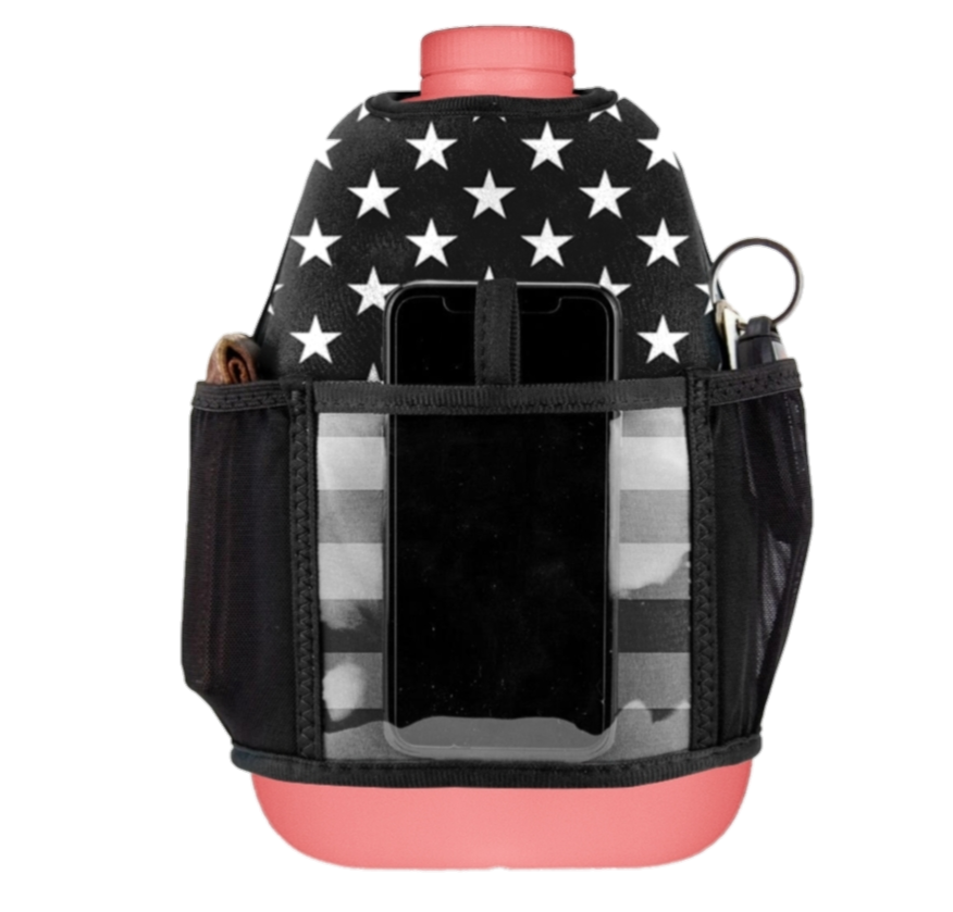 1 Gallon Jug Black & Grey American Flag Sleeve Pink Transparent Gallon Bottle Combo