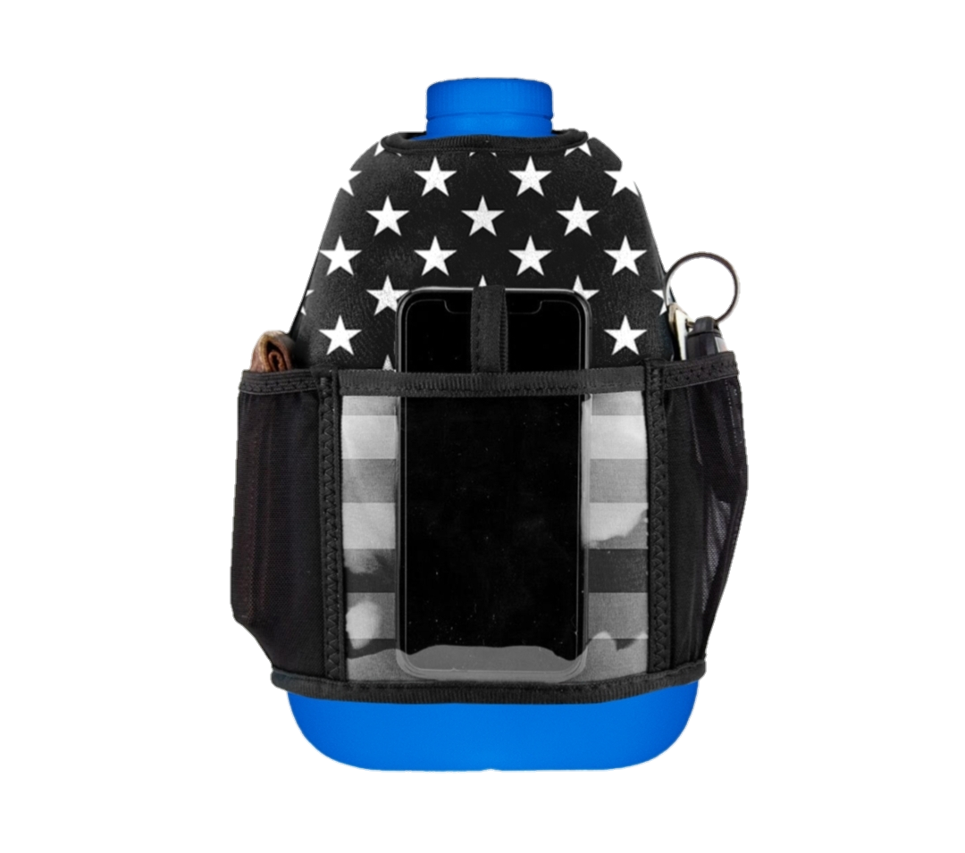 Black & Grey American Flag Blue Transparent Bottle Combo