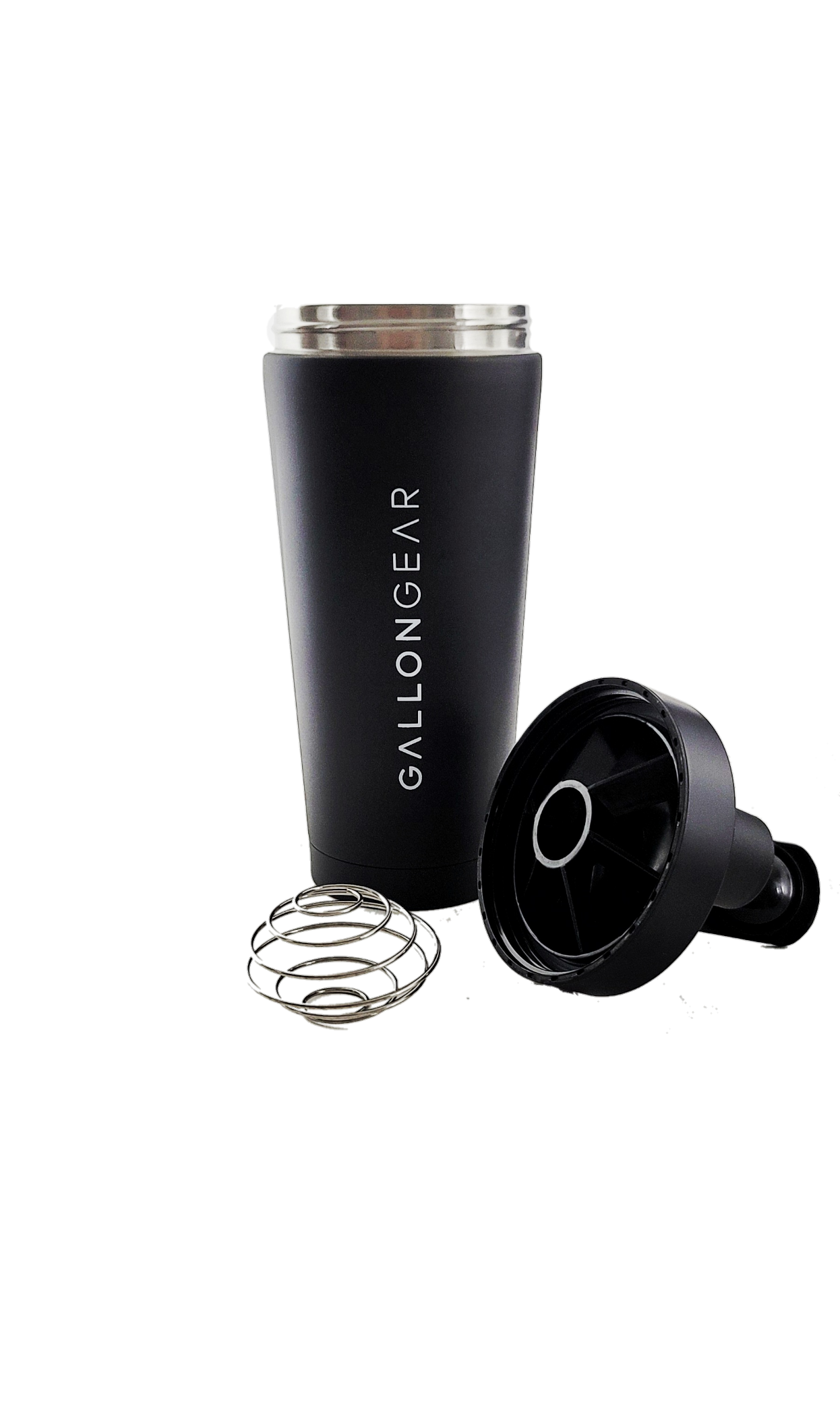 * IN - STOCK * GALLON GEAR STAINLESS STEEL DOUBLE WALL SHAKER BOTTLE | MIXER BALL INCLUDED 25oz/750ml  (BLACK)