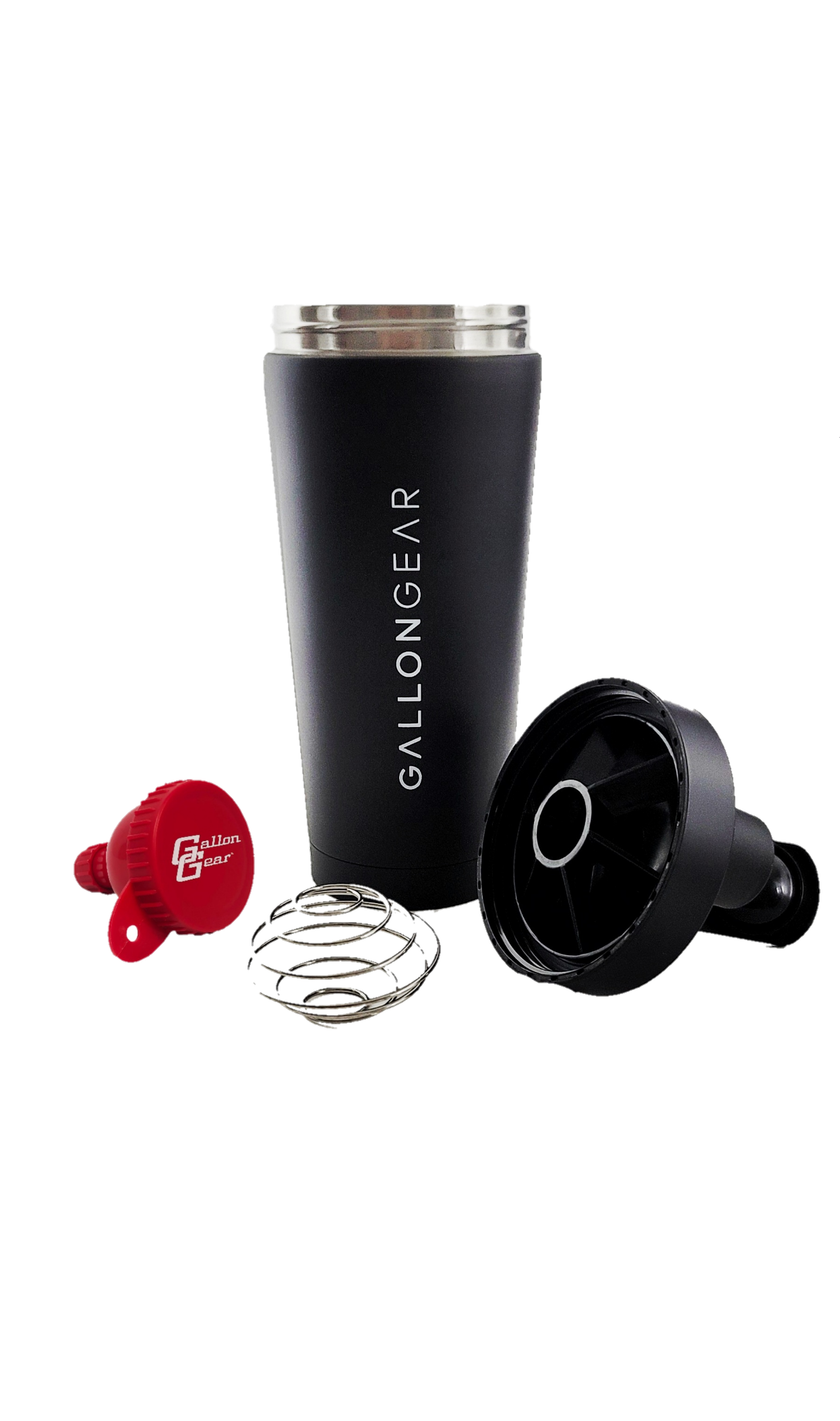 * PRE-ORDER * GALLON GEAR STAINLESS STEEL DOUBLE WALL SHAKER BOTTLE | MIXER BALL INCLUDED 25oz/750ml  (BLACK)