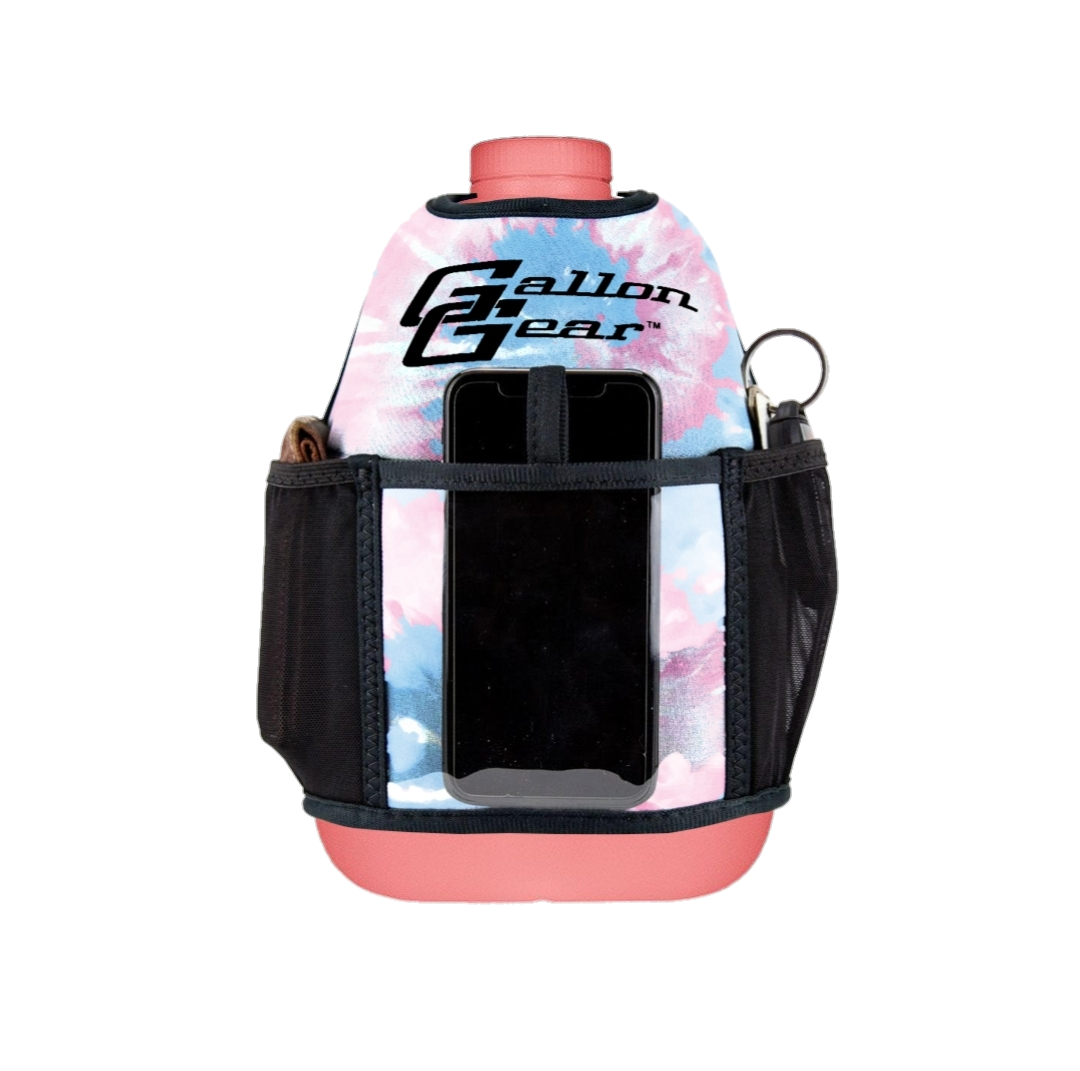 1 Gallon Jug Pink Tye Dye Sleeve Pink Transparent Gallon Bottle Combo