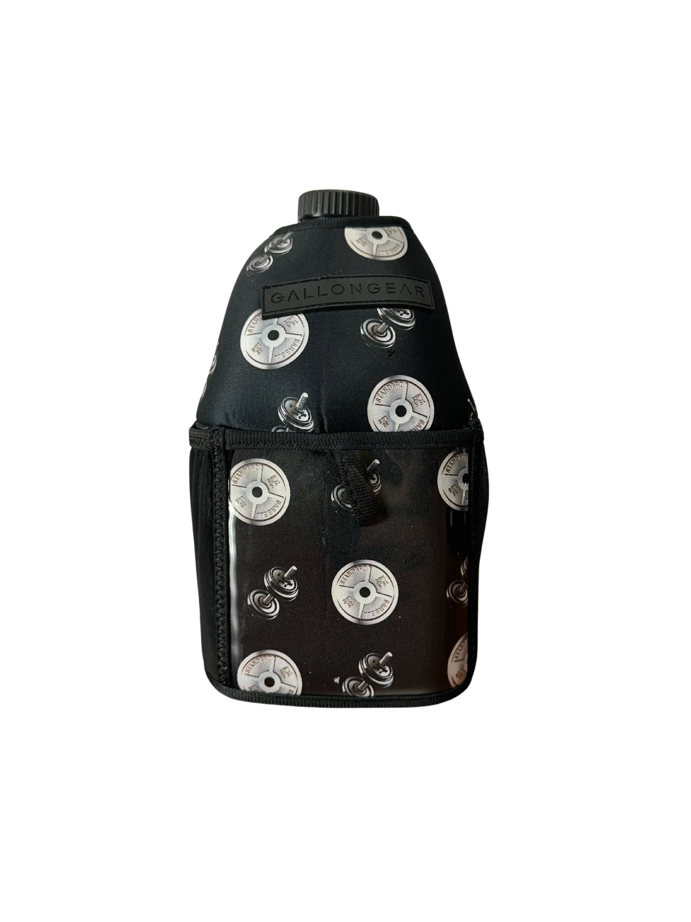 One Gallon Jug Water Bottle with Straw | Insulated Gym Sports Sleeve Combo | Gallon Gear | Barbell Black/White | Pre-Order