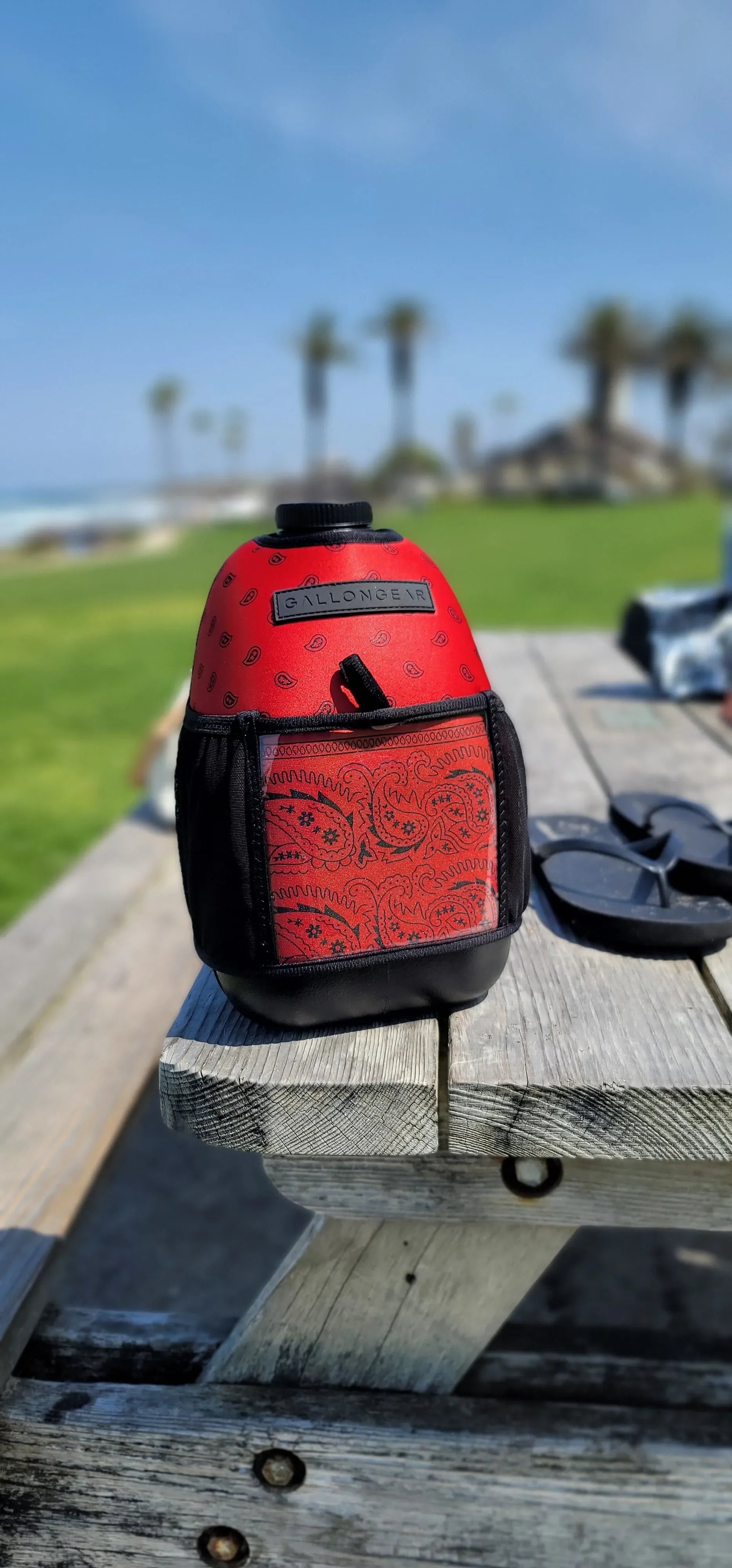 "2025" GALLON GEAR 1 GALLON BOOTY | GYM WATER BOTTLE SLEEVE (BANDANA RED)