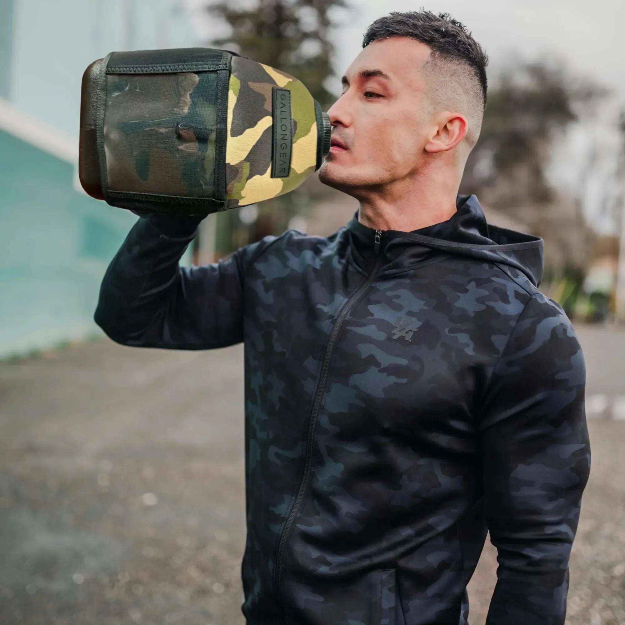 Insulated Gym Sports Sleeve  | One Gallon Jug Water Bottle Sleeve | Gallon Gear | Camo V2