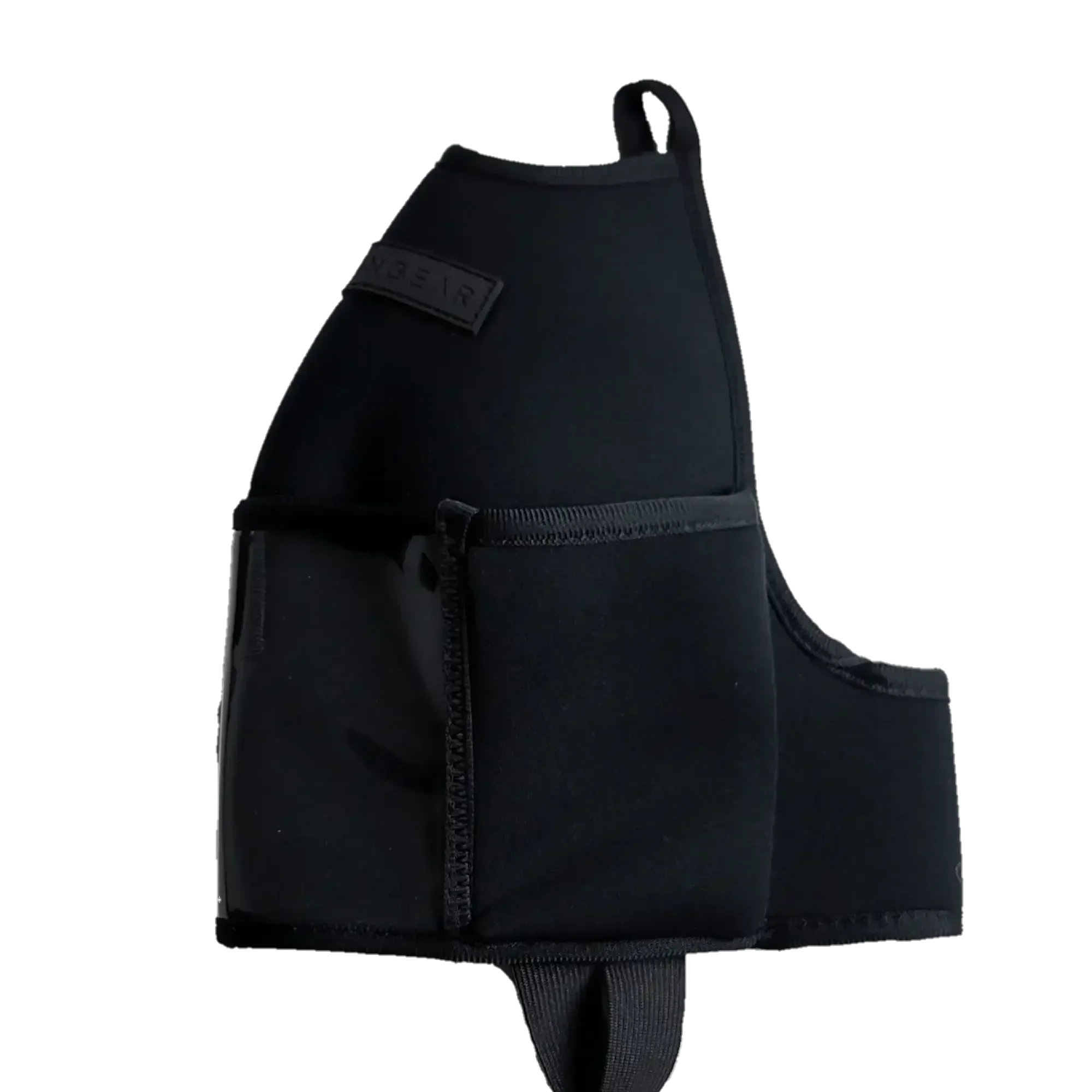 Black Sleeve with a clear pouch on a white background