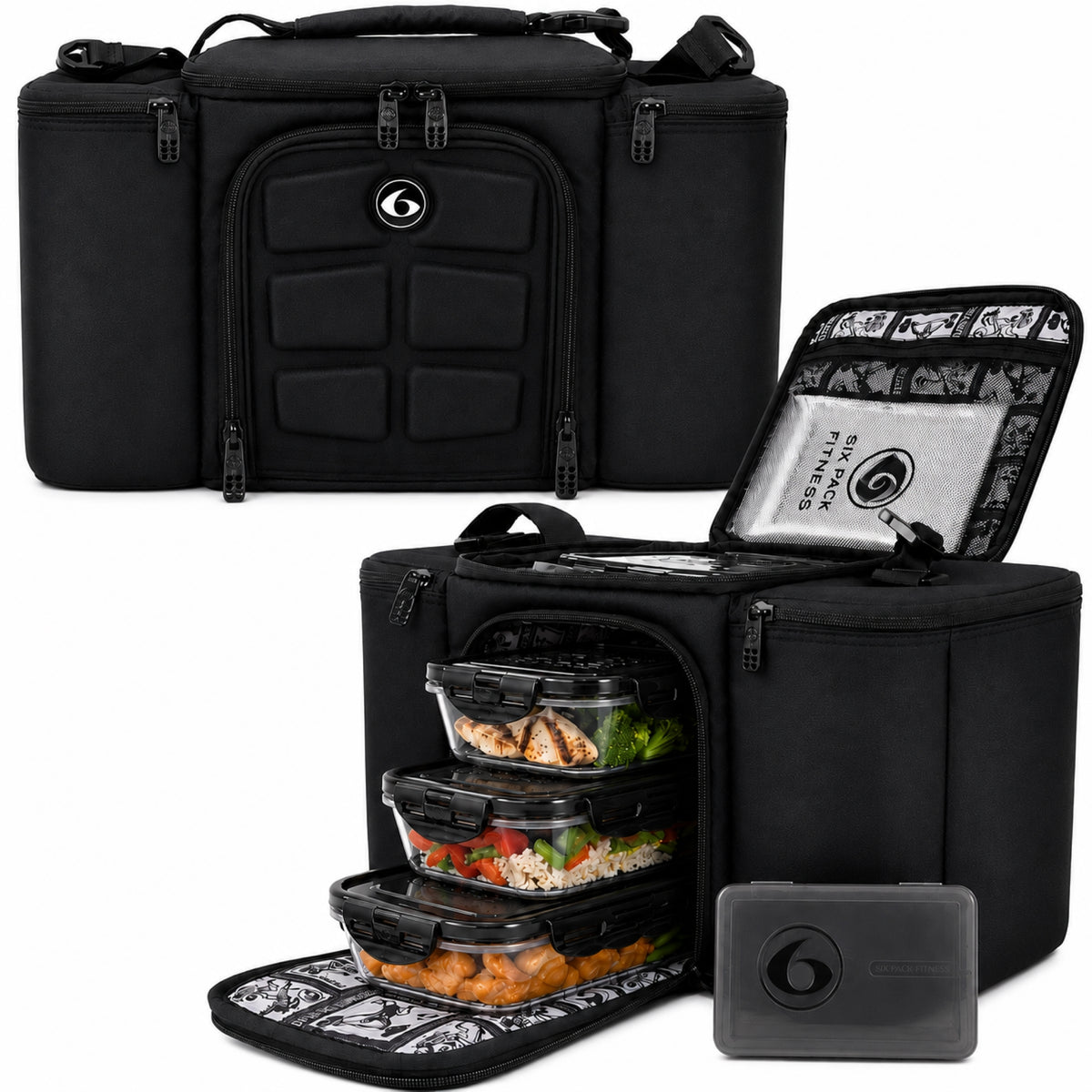Meal Prep Management Tote Bag | 4-Meal Lunch Box | Black Stealth | Innovator 300 | Six Pack Bags