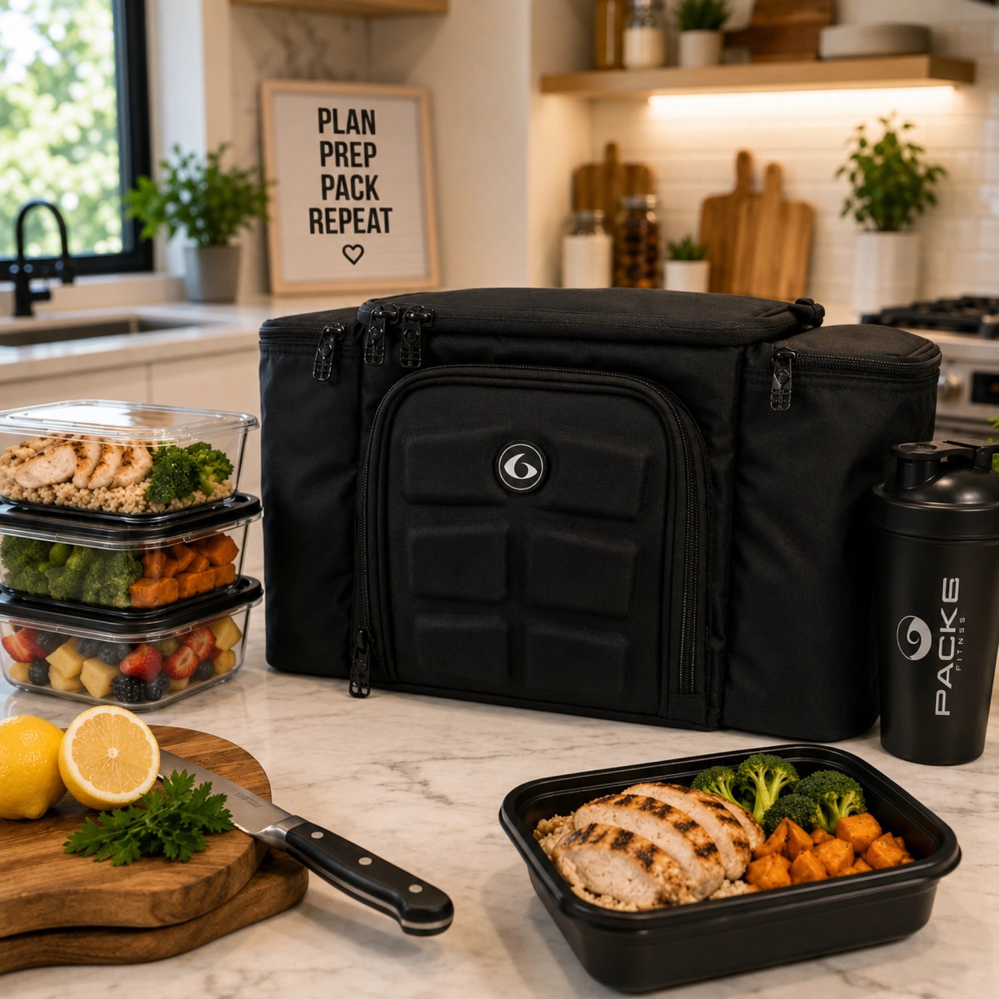 Meal Prep Management Tote Bag | 4-Meal Lunch Box | Black Stealth | Innovator 300 | Six Pack Bags