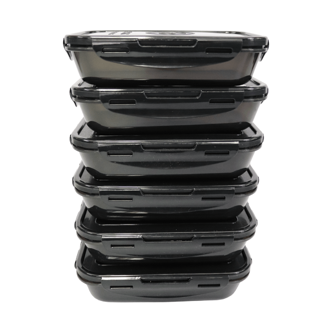 Sure Seal 24 oz. Meal Prep Containers (Set of 6) | Stealth Black - sixpackbags